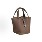 HERMES Picotin Lock 22 silver buckle basket bucket bag handbag for women, 18 Etoupe Elephant grey